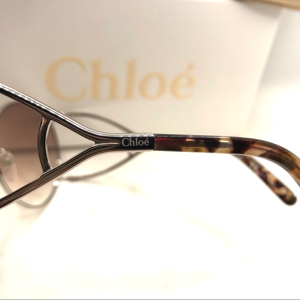 CHLOE ROUND FRAME SILVER METAL OVERSIZED SUNGLASSES WITH CASE NIB - Picture 11 of 16